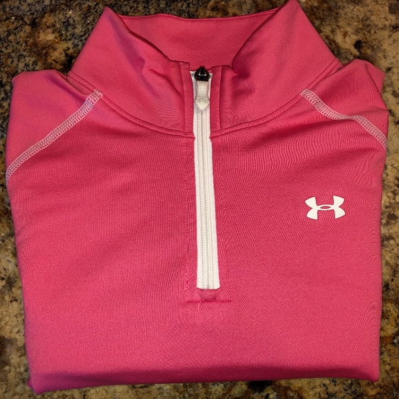 Under Armour Cold Gear Pullover Layer Girls Large 14 Pink Warm Athleisure Sports - Picture 1 of 8